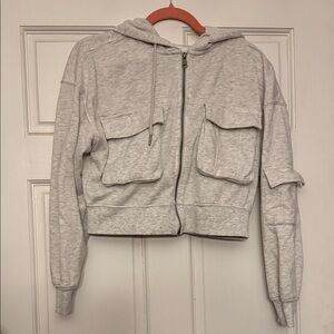 Hippie Rose Gray Zip-Up Hoodie